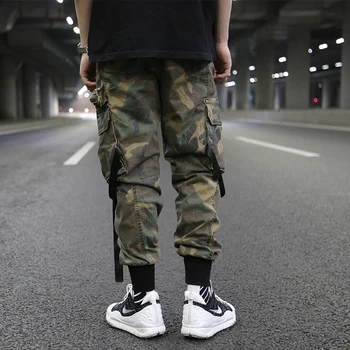 Mens Buzunare Cargo Pantaloni De Primăvară Noua Moda Harajuku Spălat Camuflaj Pantaloni Casual Hip Hop Sport Streetwear Pannts