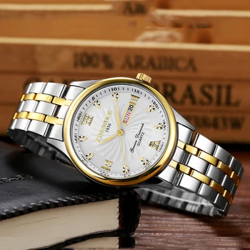 Mens ceasuri de Top de Brand de Lux din Oțel Inoxidabil Ceas Data Saptamana Impermeabil Bărbați Cuarț Ceas de Afaceri de sex Masculin Ceas Diamant Horloge
