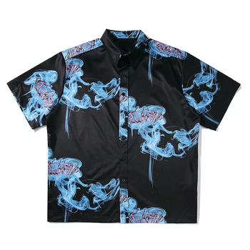 Mens Print Cămăși Hawaiiene Harajuku Streetwear 2020 Vara Maneca Scurta Bluza Punk Rock Unisex Supradimensionat Tricouri Topuri De Dimensiuni Mari