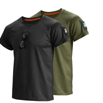 Militar Fan Tactice cu Maneci Scurte T-shirt Mens de Vară în aer liber iute Uscat Drumeții Antrenament Sportiv Tricou 4XL Plus Dimensiune Topuri Largi