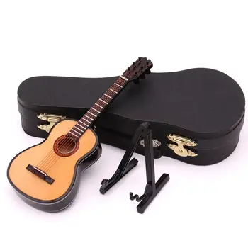 Mini Chitara Clasica in Miniatura Chitara Model din Lemn Mini Guitarra Afișa Instrumente Muzicale Model cu Caz Suport