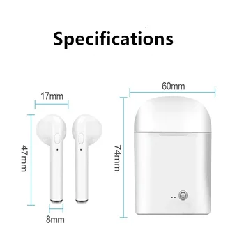 Mini Stereo Bass i7s Tws Căști fără Fir Bluetooth Cască de culoare mai Multe Pavilioane Sport cu Cască cu Încărcare Cutie pentru iPhone