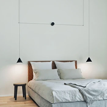 Minimalismul Nordic Creatoare De Moda E14 Acasă Living Dormitor Linie Agățat De Perete Lampă De Înaltă Calitate Din Aluminiu Arta Pandantiv Lumini