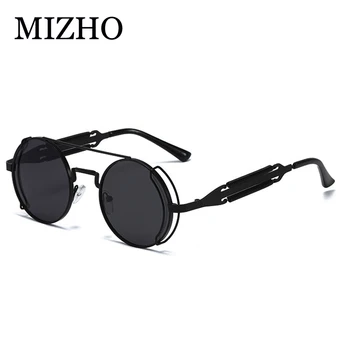 MIZHO 2020 Epocă ochelari de Soare Barbati Femei Retro Punk Stil Rotund Cadru Metalic Colorate Lentile de Ochelari de Soare Ochelari de Hip-Hop
