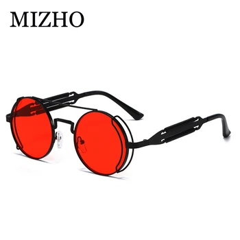MIZHO 2020 Epocă ochelari de Soare Barbati Femei Retro Punk Stil Rotund Cadru Metalic Colorate Lentile de Ochelari de Soare Ochelari de Hip-Hop
