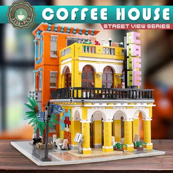 MOC Oraș Creativ comerciale street view Cafe Havana Stralucitoare magazin Casa model de Bloc caramida Kituri de Caramida Jucarii Copii Cadouri
