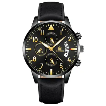 Moda Barbati Negru Ceas Din Piele Trupa Casual Ceasuri Din Oțel Inoxidabil Cuarț Analogice Data Ceas De Mână, Bărbat Ceas De Lux 2019