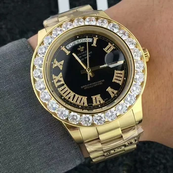 Moda de lux Big Diamond Mens Ceasuri de brand de Top 2019 loial încheietura ceas pentru bărbați de Afișare Săptămână Rolexable impermeabil ceas masculin