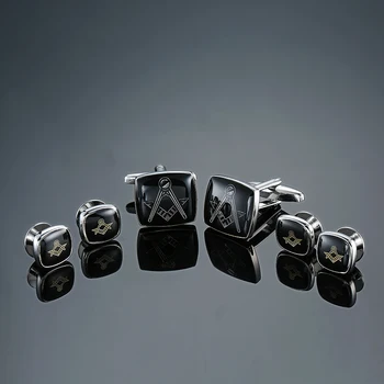 Moda Francmason Butoni și Capse Set de Înaltă Calitate, Auriu și Argintiu Manșetă link-uri Gravate 6 buc Prezoane Set de Opțiuni