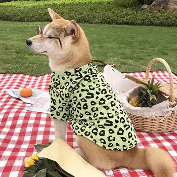 Moda Haine De Câine Leopard T-Shirt De Vară Subțire Respirabil Shiba Inu Rasa Bulldog Francez Schnauzer Grasă Pisică Câine De Companie Haine