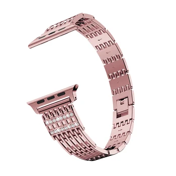 Moda roz Diamant Brățară de Metal pentru Apple Watch Band 44/40mm 42/38mm Femei Dungă Tip Curea pentru iWatch Seria 6/SE/5/4/3/2