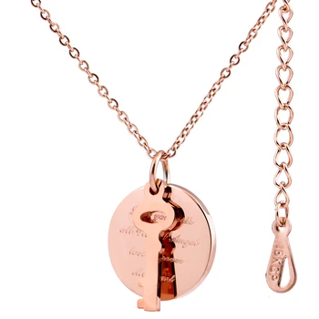 Moda Valentine cheie cupluri colier de Titan din Oțel Inoxidabil Inima Coliere Pentru Femei Barbati