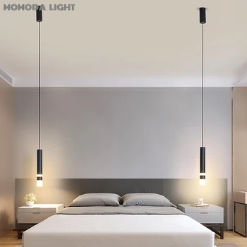Modern Alb/Negru Pandantiv cu LED-uri Lumini de Patul de Fier Benzi Agățat Lămpi pentru Dormitor, Sufragerie, Restaurant, Decor Acasă Corpuri de iluminat