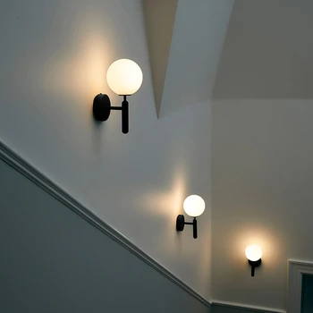 Modern Minge de Sticlă Lampă de Perete Pentru Dormitor Decor Acasă Noptiera Studiu de Citit-Lumini de Bronz Negru Scări de Iluminat AC85-265V