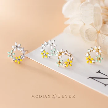 Modian Romantic Email Trei Flori Cercei Stud pentru Femei Argint 925 Orbitor Clar CZ Cercel Bijuterii de Lux