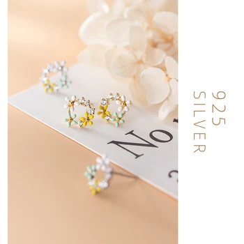 Modian Romantic Email Trei Flori Cercei Stud pentru Femei Argint 925 Orbitor Clar CZ Cercel Bijuterii de Lux