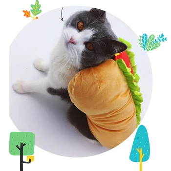 [MPK Costume de Companie] Hotdog Sandwich Costum de Pisica, Pisica Burger, Costum Amuzant pentru Pisoi, Pisici și Câini de talie Mică