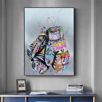 Mănuși de box de Arta Graffiti, Postere si Printuri pe Perete Panza Pictura Wall Street Art Poza pentru Living Decor Acasă