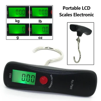 Măsurare precisă greutate cantar Electronic 50kg portabil, LCD de afișare agățat de bucatarie greutăți de mână scară cârlig de Pescuit cântare