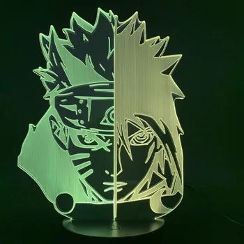 Naruto Sasuke Uchiha Uzumaki Naruto LED 3d Lumină Două Laterale de Culoare Schimbare Vizuală Lampă de Masă pentru Dormitor Decor de Crăciun