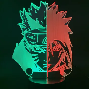 Naruto Sasuke Uchiha Uzumaki Naruto LED 3d Lumină Două Laterale de Culoare Schimbare Vizuală Lampă de Masă pentru Dormitor Decor de Crăciun
