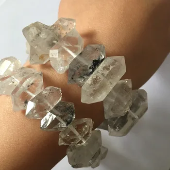 Naturale Rare cristale de cuarț pietre puncte duble Herkimer Diamond brățară pentru daruri de vindecare