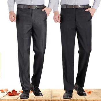New Sosire Barbati Business Casual Pantaloni Barbati Mid Toată Lungimea Moale Trim Brand Pantaloni Regulate Drepte Negru Gri Dimensiuni Mari 30-40