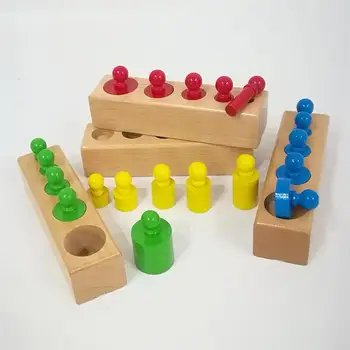 New Sosire Copiii Montessori Jucării Colorate Soclu Cilindru Set Lemn De Fag Multicolor Blocuri Devreme De Învățământ De Predare Matematica Jucarii