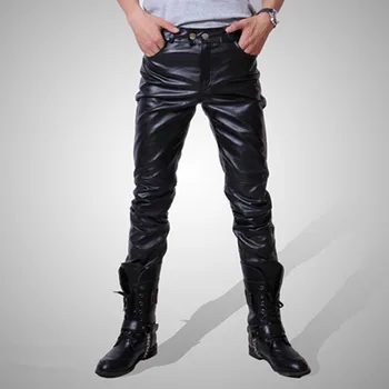 New Sosire Hot-vânzare Îmbrăcăminte pentru Bărbați Pantaloni de Piele Pantaloni de Piele Strans de sex Masculin Slim Pantaloni de Piele Moda Barbati Pantaloni de Piele de sex Masculin