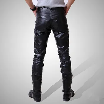 New Sosire Hot-vânzare Îmbrăcăminte pentru Bărbați Pantaloni de Piele Pantaloni de Piele Strans de sex Masculin Slim Pantaloni de Piele Moda Barbati Pantaloni de Piele de sex Masculin