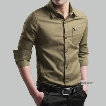 New Style Toamnă Iarnă Uniforme de Bumbac Barbati Tricou cu mânecă Lungă Armata Verde de Primăvară, Tricouri Barbati Militare Casual Culoare Solidă
