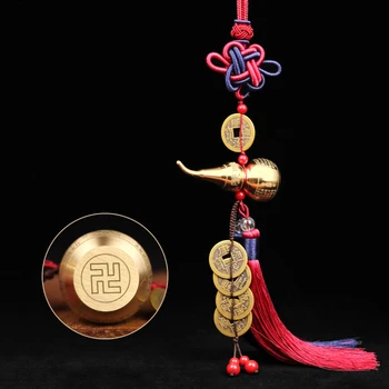 Nod Chineză Feng Shui Decorarea Budist Șase MantrasWu Lou Hu Lu Aliaj De Cupru Tărtăcuță Amuleta Acasă Decorare Accesorii Vintag