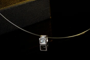 Noi Argint 925 Linie De Pescuit Transparent Colier Clar Cub Zircon Pandantiv Spumante Cravată Colier De Vânzare Fierbinte Femei Bijuterii