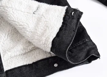 Noi Arrivel Iarna Deinim Jaket Bărbați Negru Gros Strat de Denim Jachete Fleece Mens Jean Streetwear Jachete Marimea S-6XL
