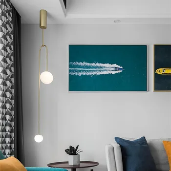 Nordic Minimalist U Shape Design Dormitor Noptieră Candelabru Post Stil Modern, Restaurant, Bar Geometrice Minge De Sticlă Corpuri De Iluminat