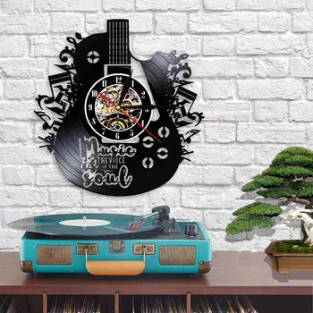 Noua Chitara disc de Vinil Ceas de Perete Muzica LP Vintage Ceas de Perete Decor Acasă Instrumente Muzicale de Cadou Pentru un Iubitor de Muzică Chitarist