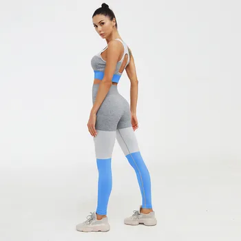 Noua Culoare 3 Cusaturi de Energie fără Sudură Yoga Set 2 buc Gimnastică, Îmbrăcăminte Pentru Femei Yoga Legging Set Strappy Sutien de Sport fără Sudură Yoga Top