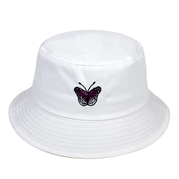 Noua Moda de vara Femei soare pălărie găleată Fluture Brodat Pescar Pălării Simplu Parasolar Capace Casual în aer liber Pălărie, Pălării panama