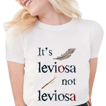 Noua Moda Magic Pene Tricouri Femei e LeviOsa nu LeviosA Scrisoare grafic de Imprimare tricouri Bumbac Moale, Alb, tricouri Topuri
