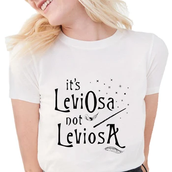 Noua Moda Magic Pene Tricouri Femei e LeviOsa nu LeviosA Scrisoare grafic de Imprimare tricouri Bumbac Moale, Alb, tricouri Topuri