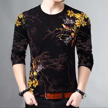 Noua moda pentru bărbați cu mâneci lungi T-shirt imprimat 3D personalitate tendință stil de îmbrăcăminte pentru bărbați tineri și de vârstă mijlocie haine M - 4XL