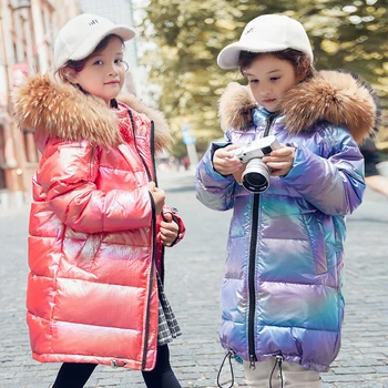 NOUL Brand de Moda Fata în Jos Jacheta Cald Copilului hanorac Haină de Blană adevărată Copil Adolescent Îngroșarea Îmbrăcăminte exterioară Pentru haine de Iarnă de îmbrăcăminte