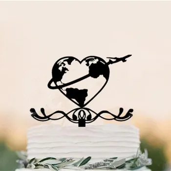 Noul Design Hartă a Lumii Nunta Tort Fân, Mireasa si Mirele de Călătorie Hartă a Lumii Mr & Mrs Tort Fân pentru Petrecerea de Nunta Decor