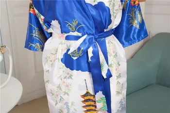 Noutatea Tipărite Stil Lung Femei, Kimono-Halat Vintage Imprimate Camasa De Noapte, Halat De Baie Pijamale Satin Halat De O Mărime M05