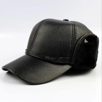 Nouă Bărbați Pălării de Iarnă PU Faux din Piele Șapcă de Baseball pentru Bărbați Pălărie de Iarnă Proteja Urechea de Blană Snapback Ține de Cald Tata Pălărie Gorras Cald Capace