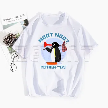 Nu Noot Pingu Noot Meme Tricouri Bărbați Și Femei, cu Maneci Scurte Hip-Hop Rock Tricou Punk T-shirt Topuri de Vara