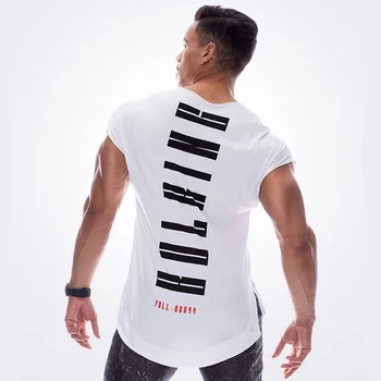 Oamenii Săli de sport de Fitness maneca Scurta din Bumbac tricou Muscle Man Casual de Vara de Personalitate de Moda de imprimare Tee Topuri High Street Îmbrăcăminte
