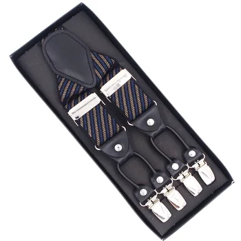Om Bretele din Piele Neagră 6 Clipuri Bretele Casual Vintage Suspensorio Tirantes Pantaloni Curea Tatăl/Soțul Cadou 3.5*120cm
