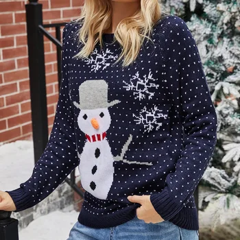 Om De Zăpadă De Crăciun Urât Jumper Pulover Toamna Iarna Nou Fulg De Nea Jacquard Tricotate Pulover Pulovere Topuri Pentru Femei 2020 Moda