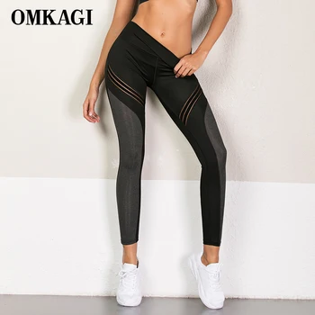 OMKAGI Negru Jambiere de Yoga Antrenament Sport Wear Pentru Femei Sport Jambiere de Fitness Feminina Full Lungime Pantaloni Pantalon Pantaloni Sport